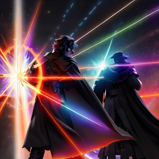 In a stunning burst of light and energy, Merlin's staff overpowers the red glow of Vader's lightsaber, as Rebel starfighters zoom past in the background, racing towards the Death Star.